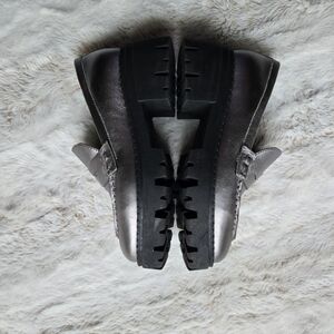 Free People Lyra Lug Sole Loafers Sz 37 Pewter